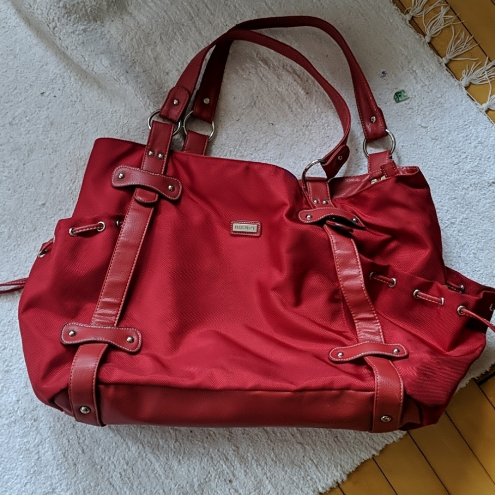 Big red Ellen Tracy bag with removal laptop sleeve